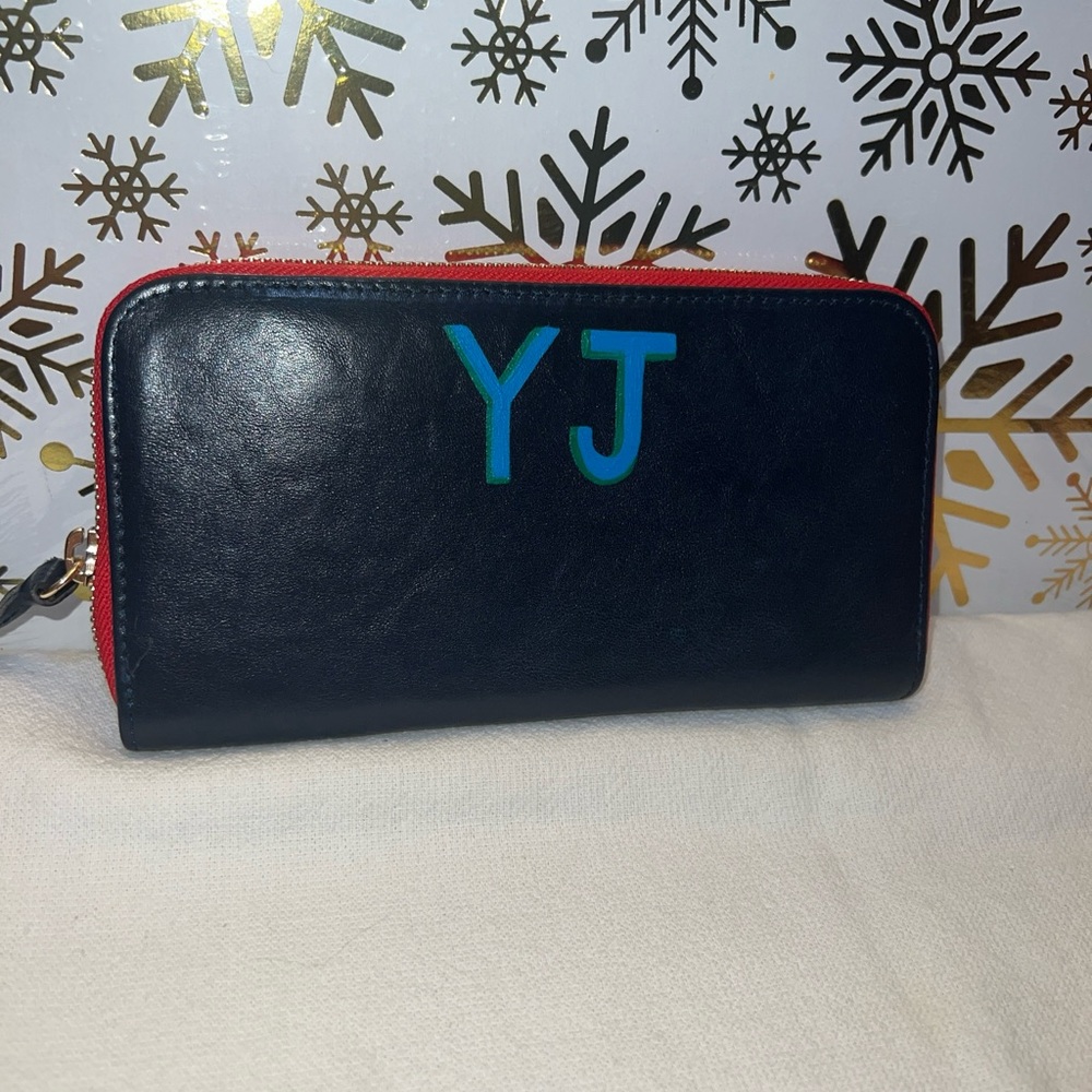 Clare V Full Zip Wallet - Blue/Red/ Green